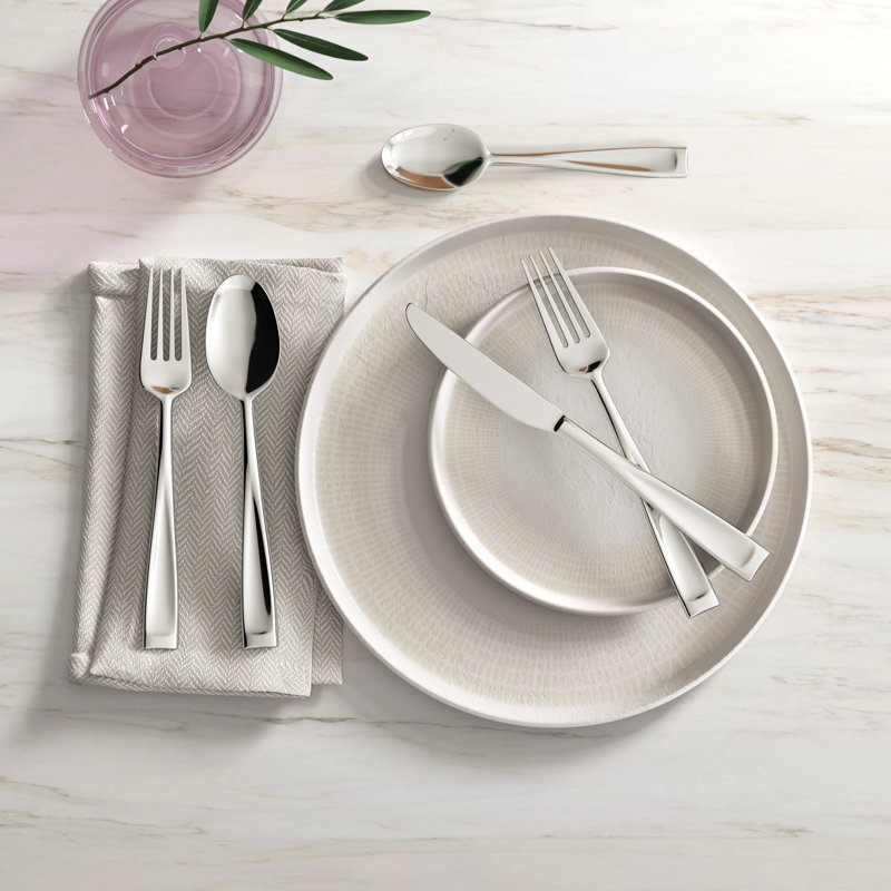 Oneida Moda 65 Piece 18/10 Stainless Steel Flatware Set, Service for 12